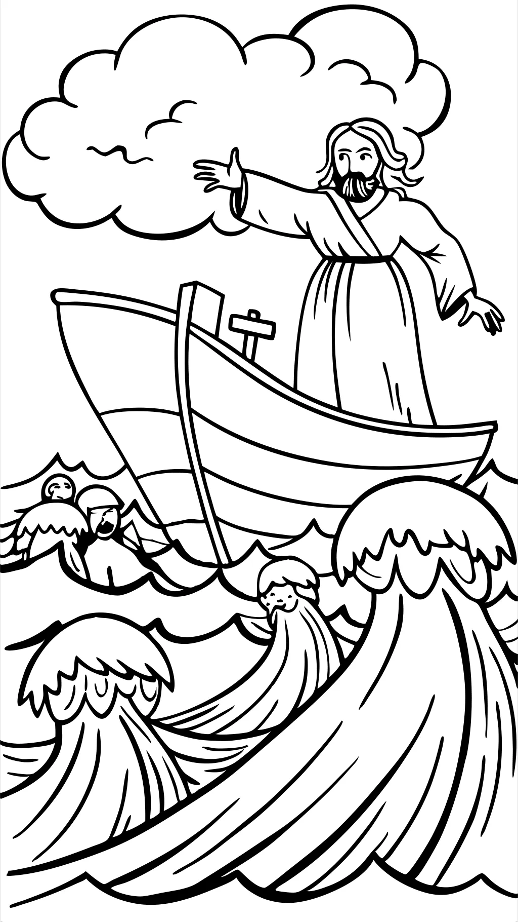 Jésus apaisant la page Coloriage Storm